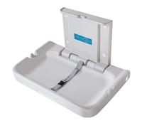 modunful Commode à Langer Murale avec Panneau, Chariot à Couches Pliable pour salles de Bains commerciales Métal HDPE Horizontal avec Courroie de sécurité Blanc Gris