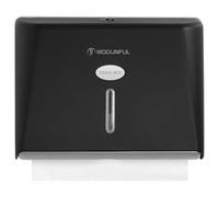 modunful Distributeur de papier essuie-mains mural sans perçage, distributeur de serviettes en papier pliage Z/V M plié, porte-papier essuie-mains pour salle de bain, Noir