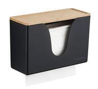 modunful Distributeur Essuie Main Mural avec Couvercle en Bois, Distributeur de Serviettes en Papier Cuisine Et Salle De Bain Commercial, pour Papier plié, par ex. H2, sans Perçage, Noir