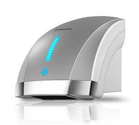 modunful Sèche-mains pour toilettes professionnels, sèche-mains électriques à chauffage automatique pour la maison, extra silencieux à faible bruit (40 db), montage mural avec prise, argenté