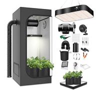 MODVKVK Tente de Culture Kit Complet 120x120x200cm avec Lampe de Culture à Spectre Complet 200W LED à intensité Variable, Kit Complet de Tente de Culture hydroponique Grow Tent Complete Set