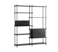 MOEBE Étagère avec armoire Shelving System Noir. 163x200x35 cm. S.200.2.C