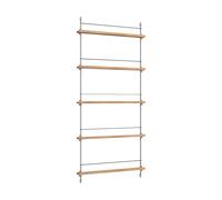 MOEBE Porte-revues Magazine Shelving Chêne-acier inoxydable. 85x180x7 cm. MS.180.1