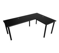 MÖBEL SYSTEM Grand Bureau d'angle en L ou Bureau d'angle avec Passage de câbles intégré, Fabriqué en UE - Noir