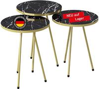 moebel17 Table d'appoint 21756153, Bois d'ingénierie Métal, Marbre Noir, Hoch