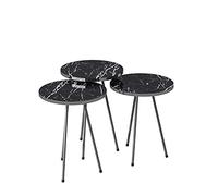 moebel17 Table d'appoint 21796177, Bois d'ingénierie Métal, Marbre Noir, Hoch