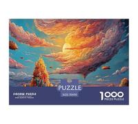 Moebius Illustration of Space Invader City 1000 Pcs Carton Premium Coffret De Puzzles Cosmic Cloud Temple Stimulant Et Éducatif Défi Unique Puzzles As Birthday Gifts 70x50cm/1000pcs