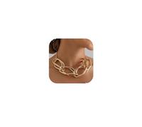 MOEEIJEW Collier ras du cou épais pour femme - Chaîne dorée et argentée, one size, Métal, Pas de gemme