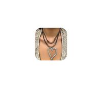 MOEEIJEW Grand collier en cuir avec pendentif en forme de cœur creux pour femme, bijou bohème, one size, Métal, Pas de gemme
