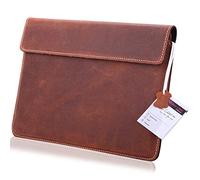 MOELECTRONIX S1 Étui de protection en cuir véritable pour ordinateur portable Medion E14223 | Étui de protection fin en cuir avec fermeture magnétique | S1 marron