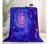 Moelleuse Couverture Polaire 100 x 130 cm, Chaude Moelleuse Roulements De Rêve Peinture À l'huile Galaxie Couverture Imprimée pour Chaise Lit Sofa - Flanelle Plaid pour l'Automne et l'hiver Bleu