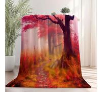 Moelleuse Couverture Polaire 220 x 240 cm, Chaude et Moelleuse Photographie De Nature Forêt Fleurs Couverture Imprimée pour Chaise Lit Sofa Canapé - Flanelle Plaid pour l'Automne et l'hiver Couleur