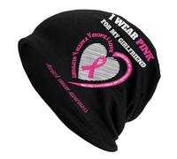 Moelleux Bonnet d'hiver Tricoté Je Porte du Rose pour Ma Petite Amie, Sensibilisation Au Cancer du Sein Bonnet De Loisirs Confortable Chapeau De Ski pour Ski, La Course, Le Sport