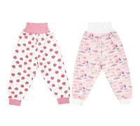 MOEMOE BABY Pantalon Propreté Enfant Nuit,Jupe Apprentissage Propreté,Pantalons de Couche, Jupe de Couche Imperméable,Pantalon Impermeable Enfant Garçon Fille,5-7 Ans,Lot de 2,Rose,L
