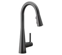 Moen 7864BL Sleek One-Handle High Arc Pulldown Kitchen Faucet Featuring Power Clean, Matte Black