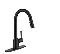 Moen Adler 87233BL Robinet d'évier de cuisine moderne à une poignée et à bec haut avec technologie Power Clean, mitigeur de cuisine avec douchette, Noir mat