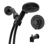 Moen Beric 82775BL Robinet de baignoire et de douche moderne à poignée unique avec douchette, valve incluse, noir mat