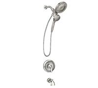 Moen Engage Magnetix Spot Resist 82304SRN Pommeau de douche multifonction en nickel brossé avec poignée de douche, bec de baignoire, tuyau et valve en métal