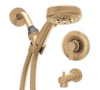 Moen Meena 82618BZG Robinet de douche moderne à poignée unique avec douchette et bec de baignoire pour baignoire, valve incluse, doré bronze