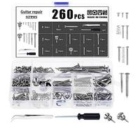 Moendergo 260 PCS Kit de vis pour guitare électrique avec ressorts pour Pont de Guitare Electrique, Pickup, Pickguard, Tuner, Switch, Neck Plate, Boutons de Courroie de Guitare (argent)