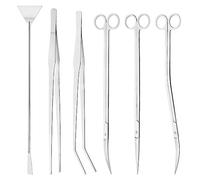 Moendergo 6 PCS Kit d'outils pour Aquarium Pince à épiler en Acier Inoxydable pour Plantes d'aquarium Pince à épiler pour Plantes Aquatiques Ciseaux Spatule Outil de Nettoyage