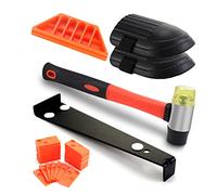 Moendergo Kit d'installation de Parquet en Bois Stratifié Kit Pose Parquet Stratifié, Outils de Sol en Vinyle avec 60 Entretoises Tirant Bloc de Frappe en Caoutchouc Marteau Double Face Genouillères
