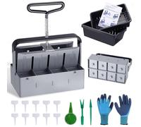 Moendergo Lot de 8 presses manuelles de terreau - Bloqueur de sol de 5 cm - Avec jeux d'outils de sciage - Kit d'outils de plantation pour planter, semis, culture, serre de jardin