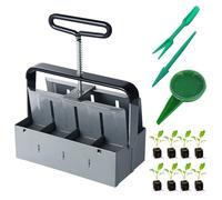 Moendergo Presse à motte manuelle,2" Bloqueur de sol avec kits d'outils de semis, kit d'outils de plantation pour la plantation, le semis, la culture, la serre de jardin(8Pcs)