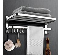 MOERES - Porte - Serviettes Pliant en Acier Inoxydable, Porte - Objets, Salle de Bain, WC, Montage sans perçage, 58l X 23l x 18h centimètres