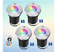 MOERGO 4PCS Lumière Jardin Enterré - 3W Lumières du Paysage Exterieur, IP65 Lampadaire pour Encastrable De Jardin, 12V-24V Au Sol Spots, Spot Encastrable Au Sol LED RGB Extérieur(Size:Ac12V)