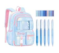 Moerstar Sac à dos d'écolier pour adolescentes, grande capacité, sac d'école pour adolescents, sac d'école pour 3e et 5e classe, grande capacité, respirant et imperméable, bleu, L