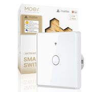 MOES 2.5D Matter WiFi Interrupteur Tactile Intelligent, Synchronisation Bidirectionnelle, Fil Neutre Requis, Compatible avec Alexa/Apple Home/Google Home/SmartThings, Contrôle par Tuya, 1 Gang
