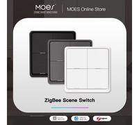 MOES 4 Gang Tuya ZigBee sans fil 12 scène interrupteur bouton poussoir contrôleur alimenté par batterie scénario d'automatisation pour les appareils Tuya 3 Gang White