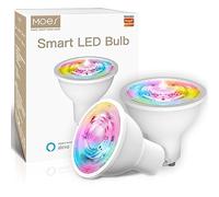 MOES Ampoule LED intelligente ZigBee 5W GU10 RGB et blanc froid, dimable, appli et commande vocale, compatible Alexa et Google, 2200-6500K 345lm (hub ZigBee requis) - 2 Pièces