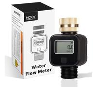 MOES Débitmètre Eau Filetage Métallique Entrée Laiton - Mesure Consommation (Gal/L) et Débit - Remplissage Réservoir Camping-Car, Arrosage Jardin, Arroseurs/Pulvérisateur,2Pcs