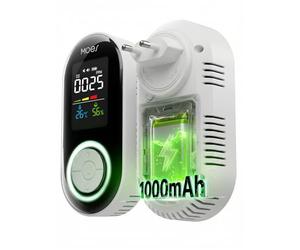 MOES Détecteur de Monoxyde de Carbone avec Prise - Détecteur CO avec Capteur de Température & Humidité - Alarme Sonore pour Propane, Méthane, Éthane & CO - pour Maison et Caravane