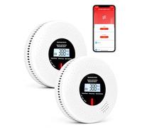 MOES Détecteur Intelligent de Fumée et Monoxyde de Carbone Zigbee, 2 Pcs