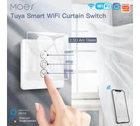 MOES - interrupteur de rideau tactile en verre 2.5D, wi-fi, RF433, pour volet roulant, application Smart Life/Tuya, fonctionne avec Alexa Google Home Curtain Switch Black