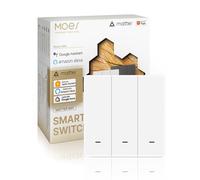 MOES Interrupteur Intelligent Matter,Wi-Fi Interrupteur à Synchronisation Bidirectionnelle, Fil Neutre Requis, Compatible avec Alexa/Apple Home/Google Home/SmartThings, Contrôle par Tuya, 3 Gang