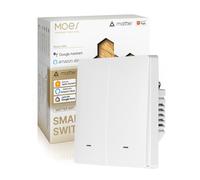 MOES Interrupteur Intelligent Matter,Wi-Fi Interrupteur à Synchronisation Bidirectionnelle, Fil Neutre Requis, Compatible avec Alexa/Apple Home/Google Home/SmartThings, Contrôle par Tuya, 2 Gang