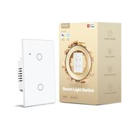 MOES Interrupteur mural intelligent de 2e génération, 2,4 GHz Wi-Fi unipolaire, pas de fil neutre nécessaire, contrôle à distance par application MOES compatible avec Alexa et Google Home 110 V Blanc