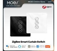 MOES-Joli de rideau intelligent Tuya Zigequation, prise en charge 2.5D, RF433, périphérique en verre, écran tactile, application, télécommande, fonctionne avec Alexa, Google Home Black