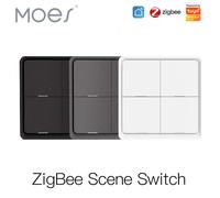 Moes-Joli de scène sans fil Zigéquation, 12 modes de contrôle, déterminer le bouton poussoir, configuration de la maison, scénario de tournesol, revieintelligents Tuya Interrupteur blanc 1 gang