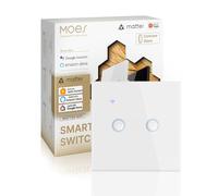 MOES Matter WiFi Interrupteur Tactile Concave, 2 Gang | Synchronisation bidirectionnelle, fil neutre requis, compatible Alexa/Apple/Google/SmartThings/Tuya