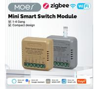 MOES Mini commutateur intelligent 1-4 Gang, Module WiFi/Zigbee bricolage, fonctionne avec Alexa et Google Home, minuterie et commande vocale, domotique 1 PC