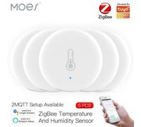 MOES Tuya ¿ capteur intelligent de température et d'humidité ZigBee. alimenté par batterie. sécurité domestique. Compatible avec l'application Tuya Smart Life Alexa--5PCS