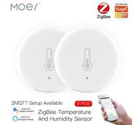 MOES Tuya ¿ capteur intelligent de température et d'humidité ZigBee. alimenté par batterie. sécurité domestique. Compatible avec l'application Tuya Smart Life Alexa--2PCS