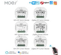 MOES Tuya - Module de commutation WiFi intelligent ZigBee, variateur de rideau, application Smart Life, télécommande, commande vocale Alexa Google Home Interrupteur WiFi 3 voies
