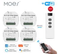 MOES Tuya WiFi RF stores roulants Module de commande de rideau interrupteur d'obturation avec télécommande pour moteur électrique crème solaire Google Home Alexa 3Module 1Controller