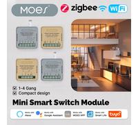 MOES Tuya WiFi/Zigbee Mini Module de commutation intelligent bricolage 1-4 Gang minuterie de commande vocale domotique fonctionne avec Alexa Google Home ZigBee 1 Gang